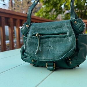 Jerome Dreyfuss Twee Mini Teal Green Pebbled Leather Crossbody Bag